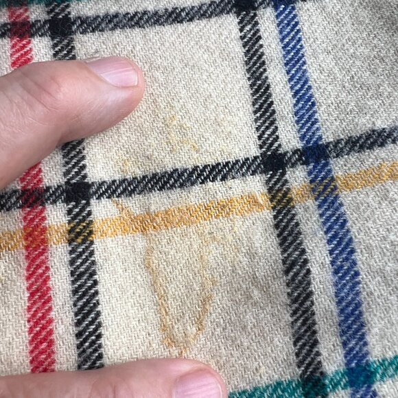 Vintage Mens Pendleton Whisperwool Muffler Scarf Pure Virgin Wool Plaid Fringe - Picture 4 of 5